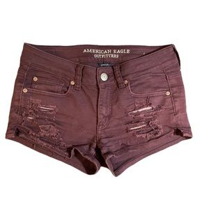 American Eagle Sz 4 Shortie Distressed Jean Shorts Purple